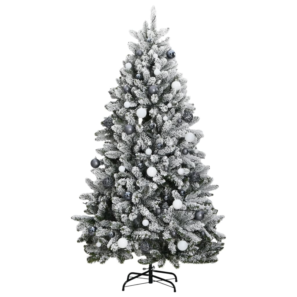 Kunstkerstboom met scharnieren 300 LED's en kerstballen 210 cm