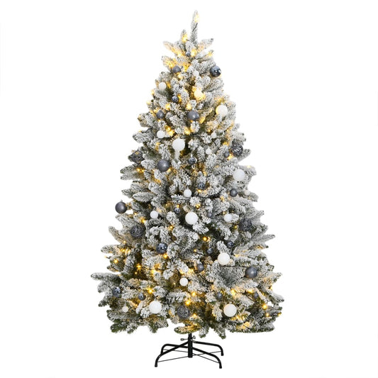 Kunstkerstboom met scharnieren 300 LED's en kerstballen 240 cm