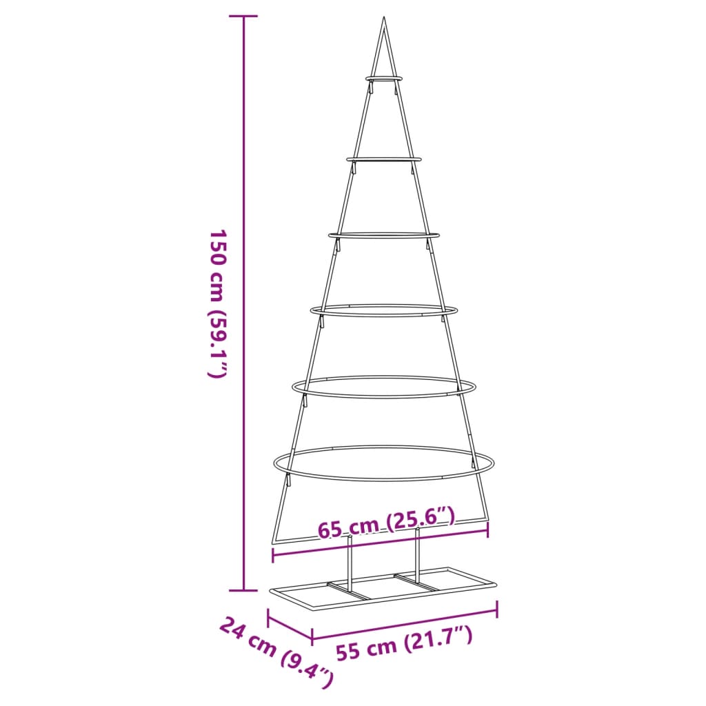 Kerstdecoratie kerstboom 150 cm metaal zwart