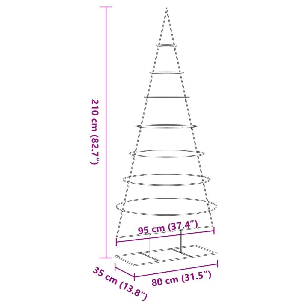 Kerstdecoratie kerstboom 210 cm metaal zwart