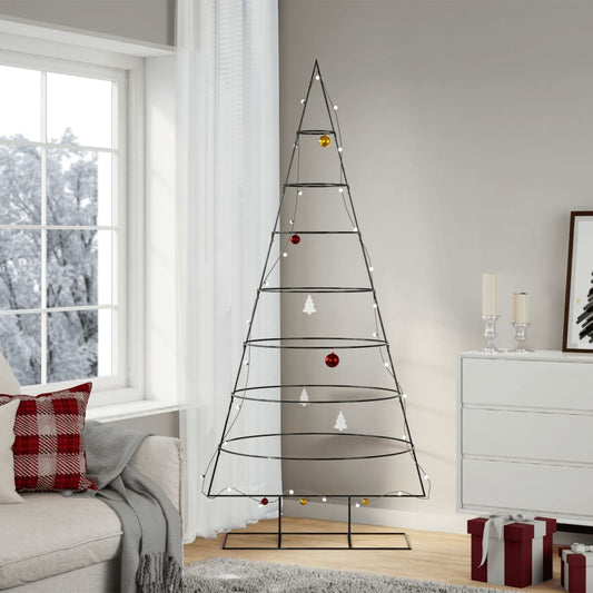 Kerstdecoratie kerstboom 210 cm metaal zwart