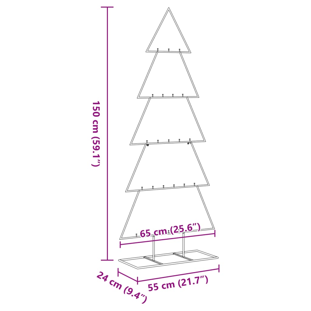 Kerstdecoratie kerstboom 150 cm metaal zwart