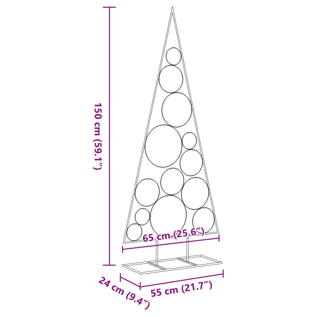 Kerstdecoratie kerstboom 150 cm metaal zwart