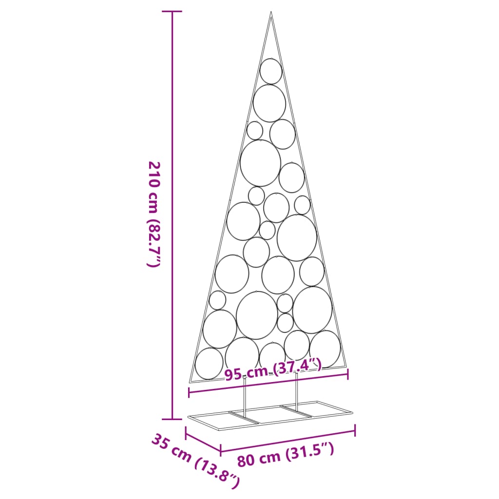 Kerstdecoratie kerstboom 210 cm metaal zwart