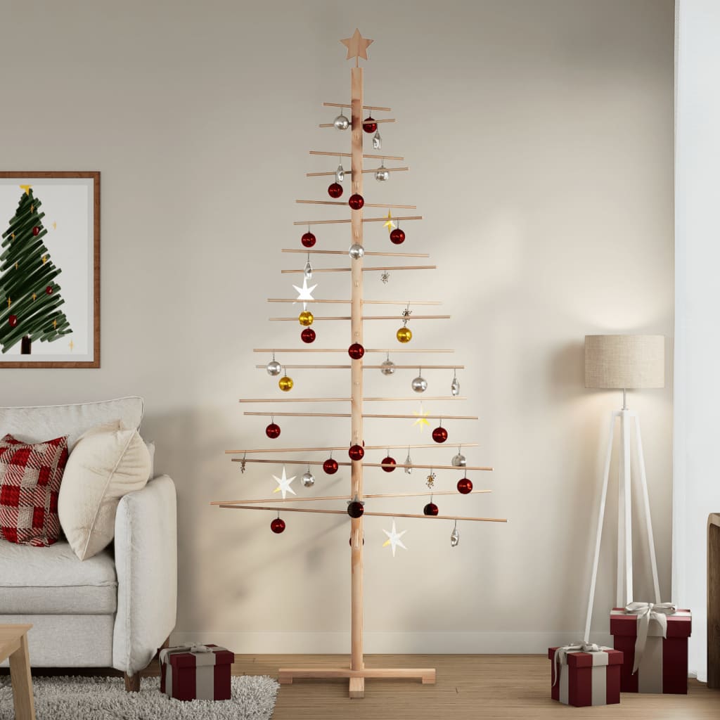 Kerstdecoratie kerstboom 210 cm massief grenenhout