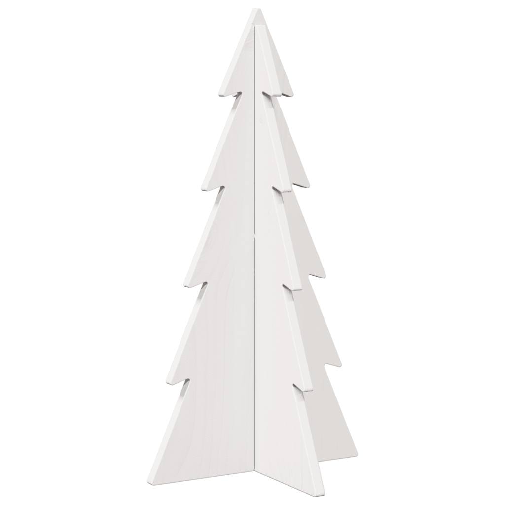 Kerstdecoratie kerstboom 59,5 cm massief grenenhout wit