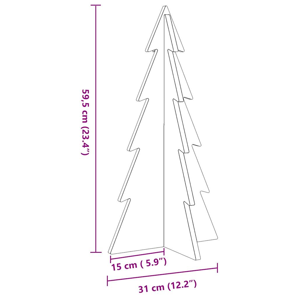 Kerstdecoratie kerstboom 59,5 cm massief grenenhout wasbruin