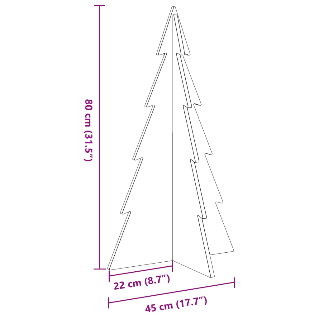 Kerstdecoratie kerstboom 80 cm massief grenenhout