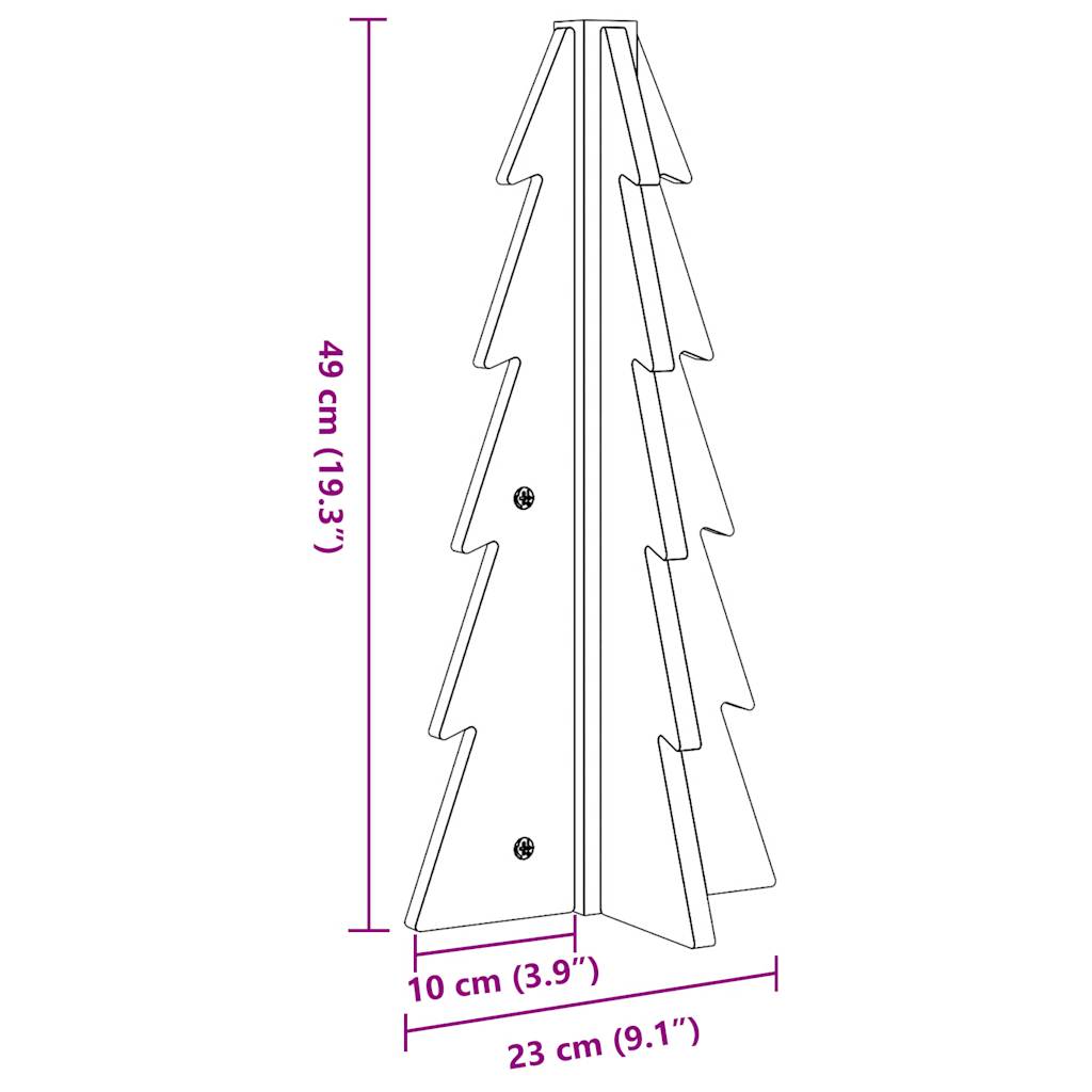 Kerstdecoratie kerstboom 49 cm massief grenenhout wit