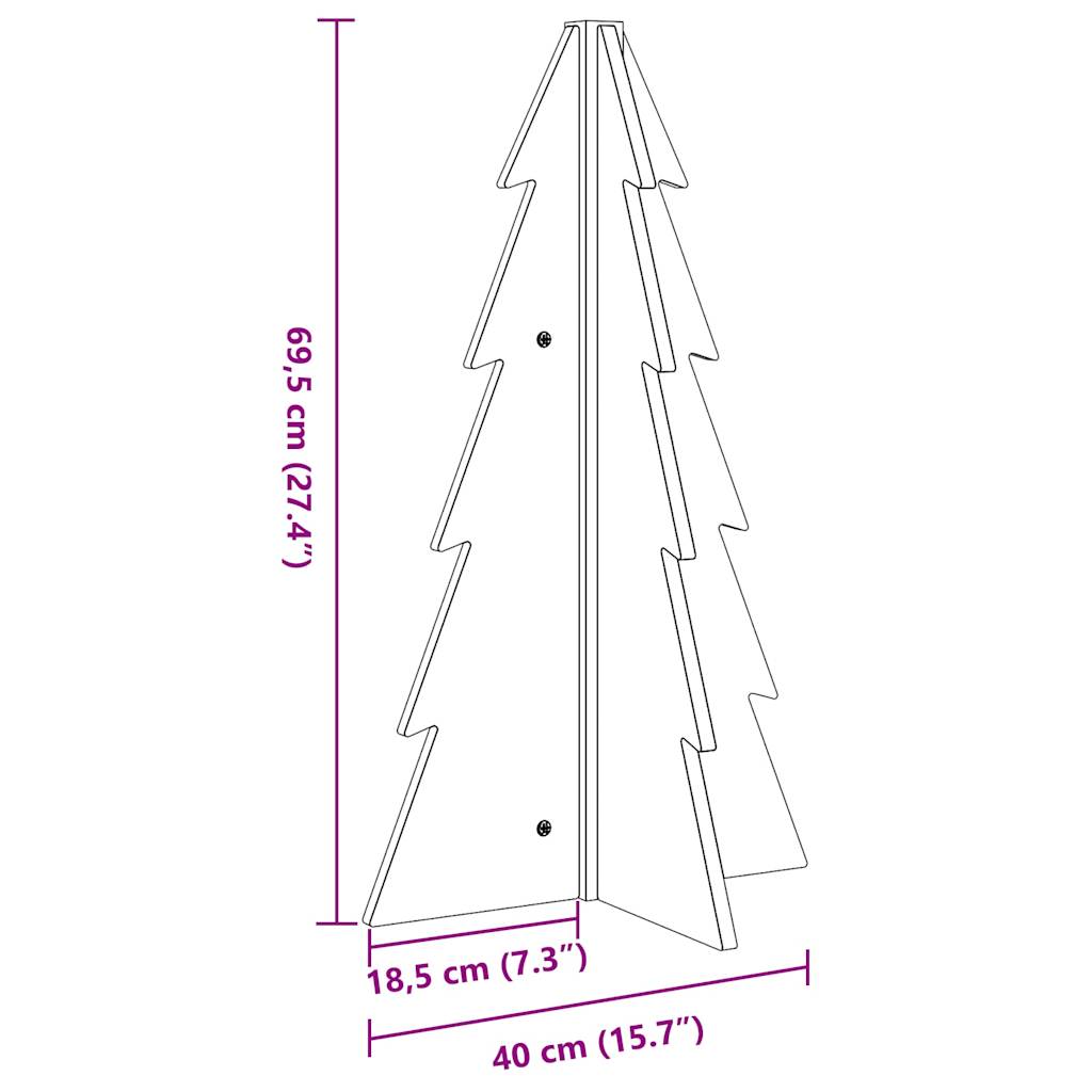 Kerstdecoratie kerstboom 69,5 cm massief grenenhout wit