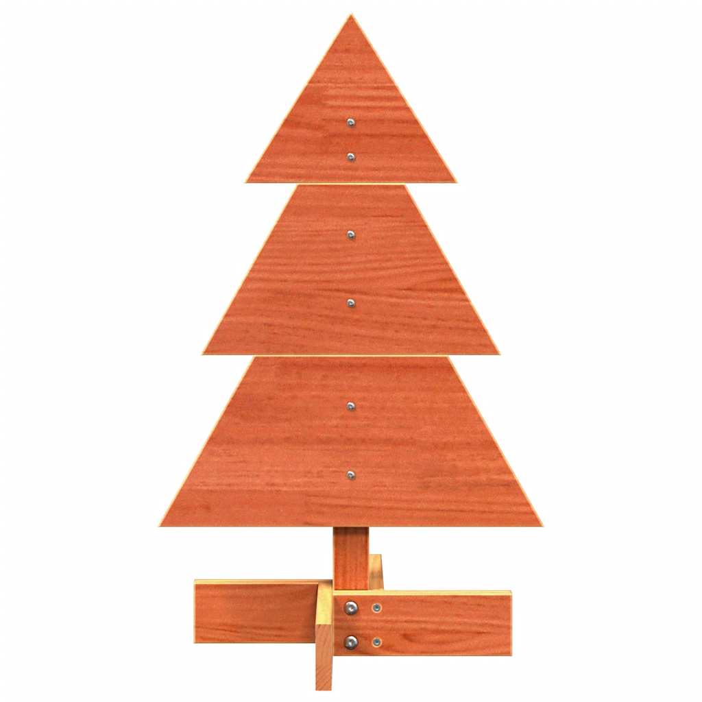 Kerstdecoratie kerstboom 60 cm massief grenenhout wasbruin