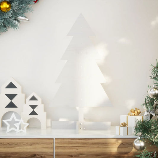 Kerstdecoratie kerstboom 80 cm massief grenenhout wit