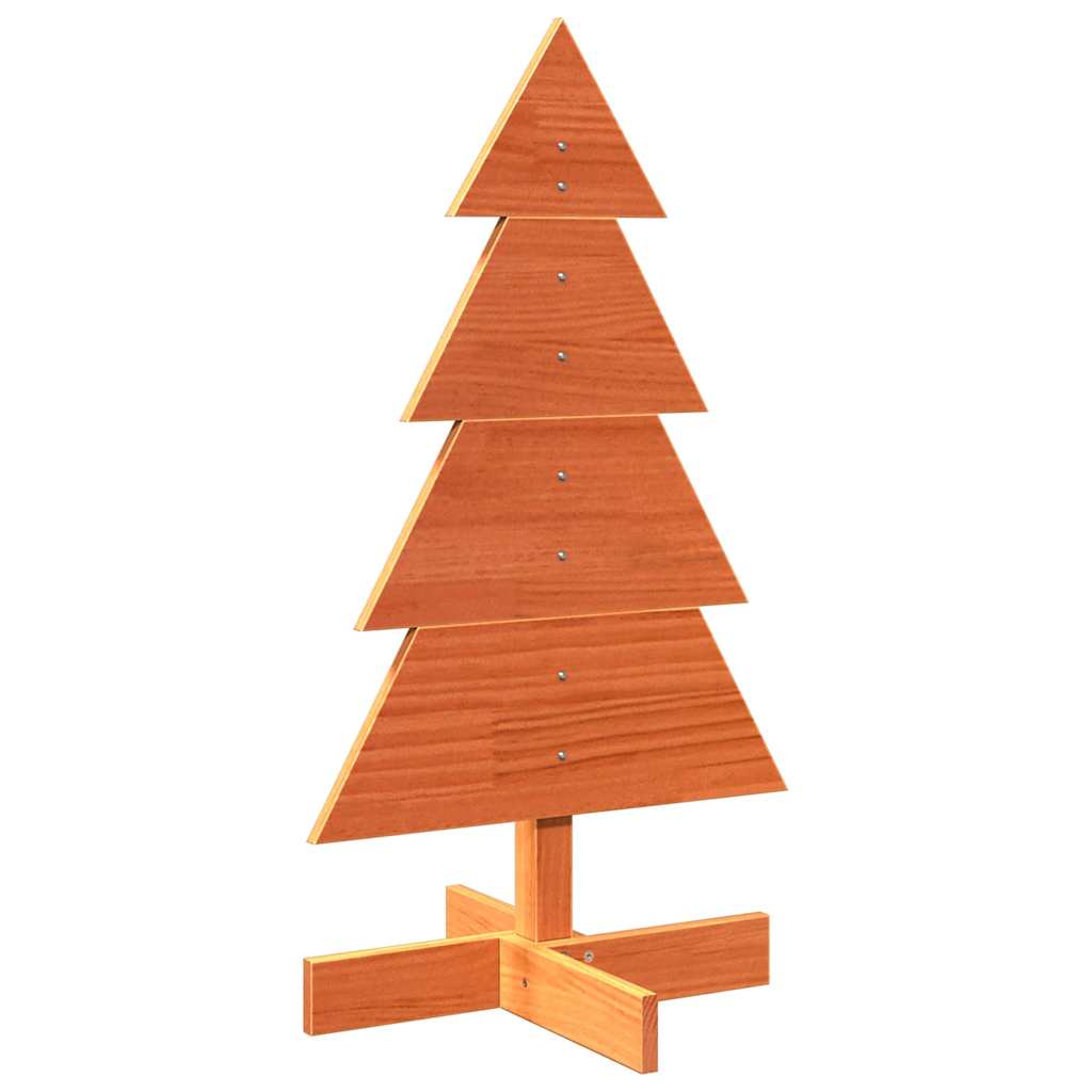 Kerstdecoratie kerstboom 80 cm massief grenenhout wasbruin