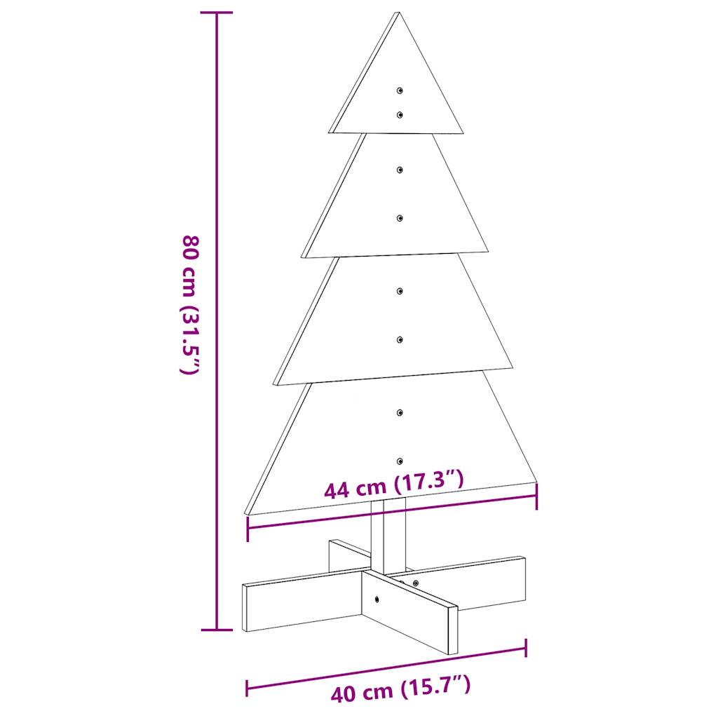 Kerstdecoratie kerstboom 80 cm massief grenenhout wasbruin