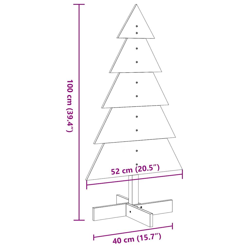 Kerstdecoratie kerstboom 100 cm massief grenenhout wit