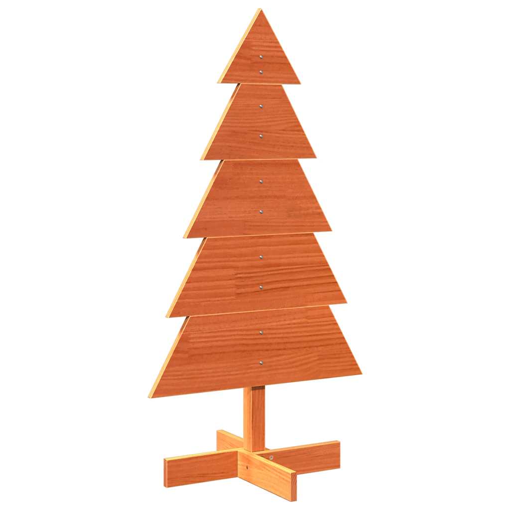 Kerstdecoratie kerstboom 100 cm massief grenenhout wasbruin