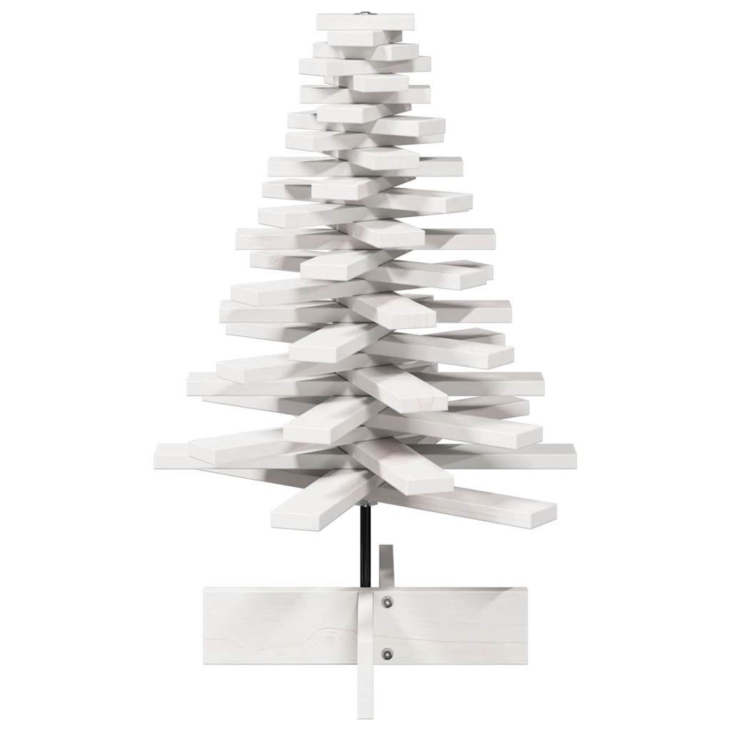 Kerstdecoratie kerstboom 80 cm massief grenenhout wit