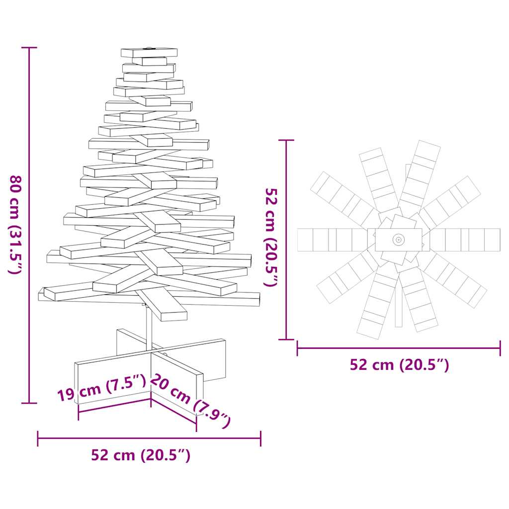 Kerstdecoratie kerstboom 80 cm massief grenenhout wit