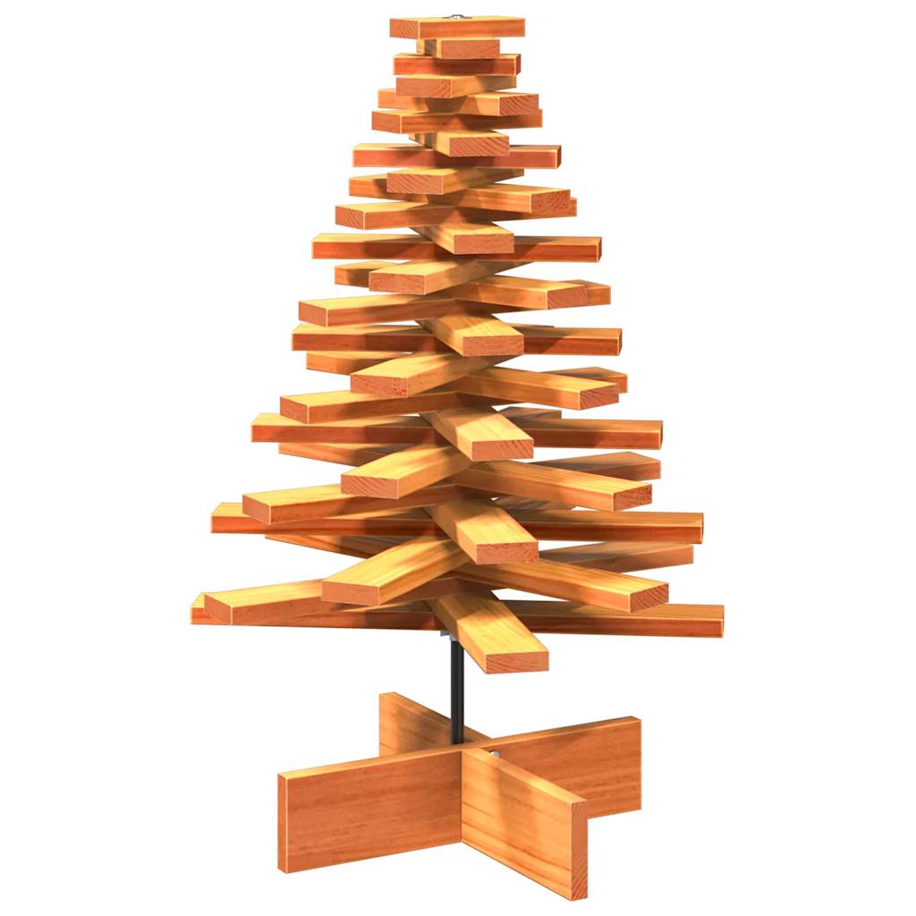 Kerstdecoratie kerstboom 80 cm massief grenenhout wasbruin