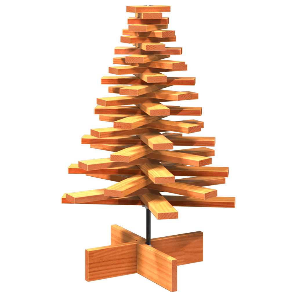 Kerstdecoratie kerstboom 80 cm massief grenenhout wasbruin