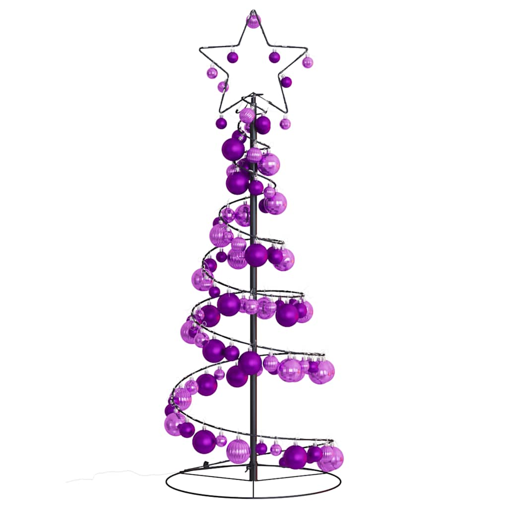 Kerstboom lichtkegel met kerstballen 80 LED's warmwitte 120 cm