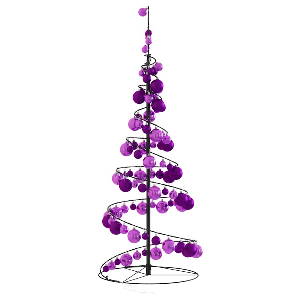 Kerstboom lichtkegel met kerstballen 80 LED's warmwitte 120 cm