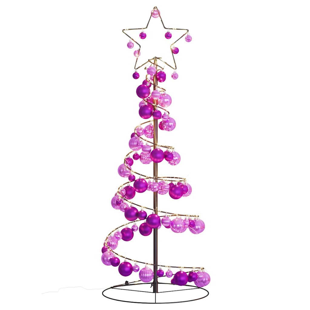 Kerstboom lichtkegel met kerstballen 80 LED's warmwitte 120 cm