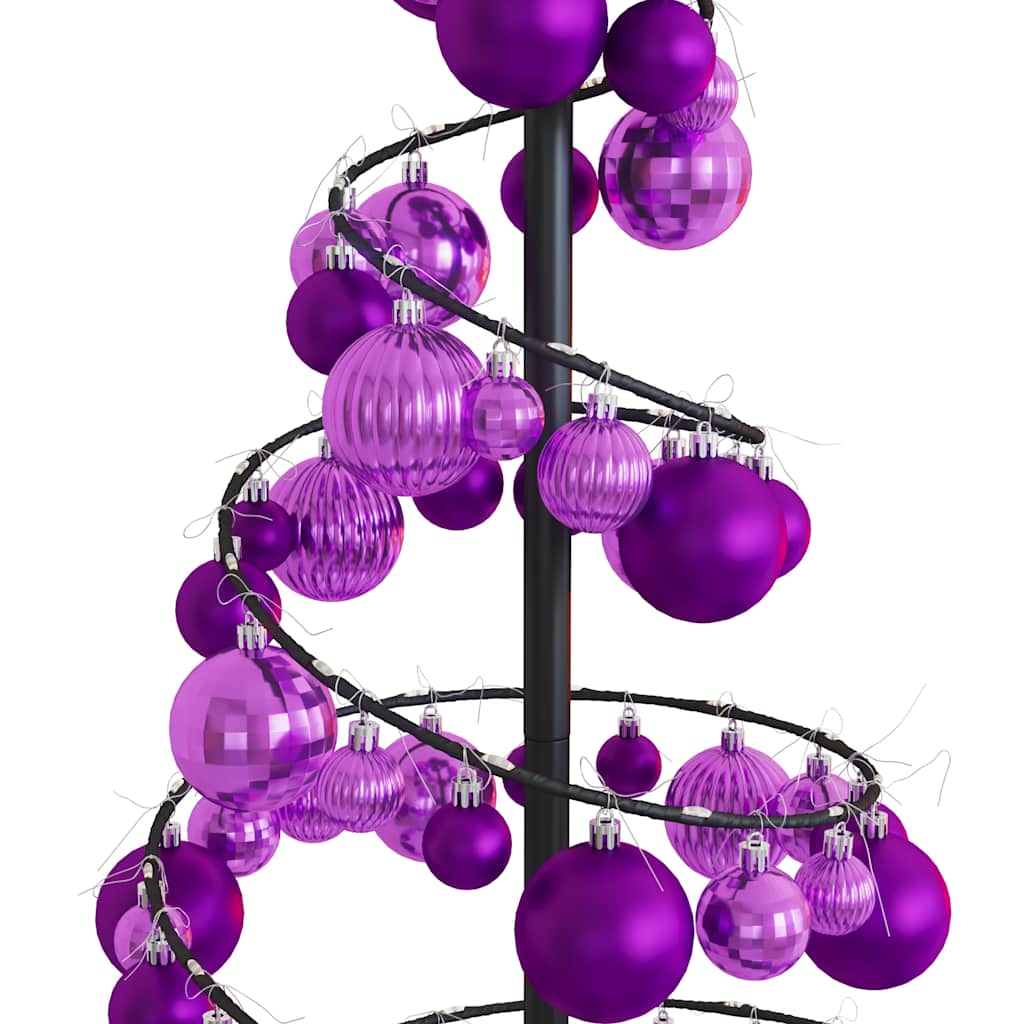 Kerstboom lichtkegel met kerstballen 80 LED's warmwitte 120 cm