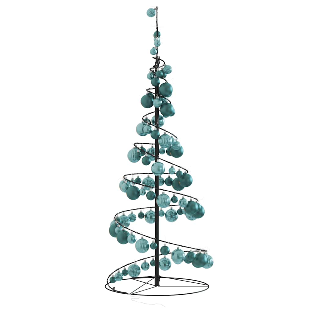 Kerstboom lichtkegel met kerstballen 80 LED's warmwitte 120 cm