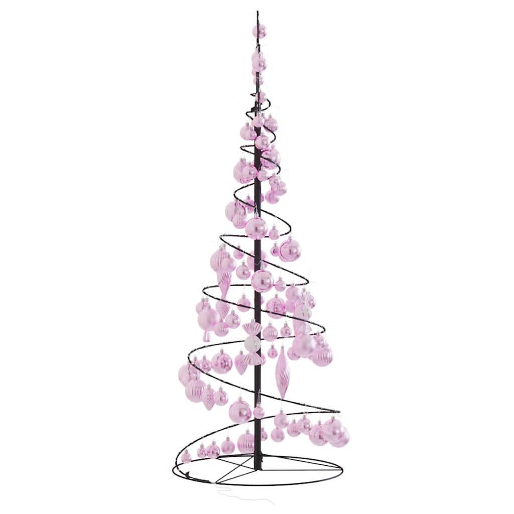 Kerstboom lichtkegel met kerstballen 80 LED's warmwitte 120 cm