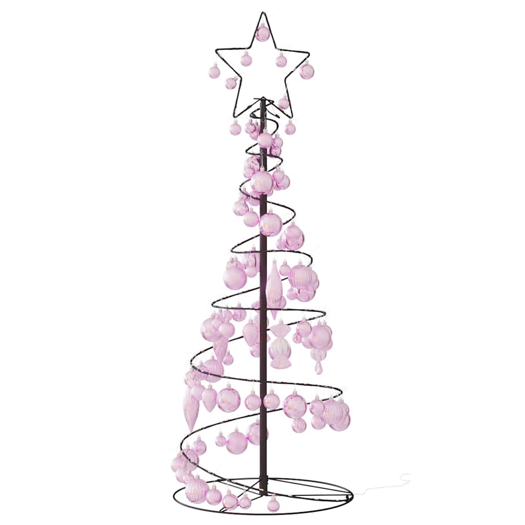 Kerstboom lichtkegel met kerstballen 80 LED's warmwitte 120 cm