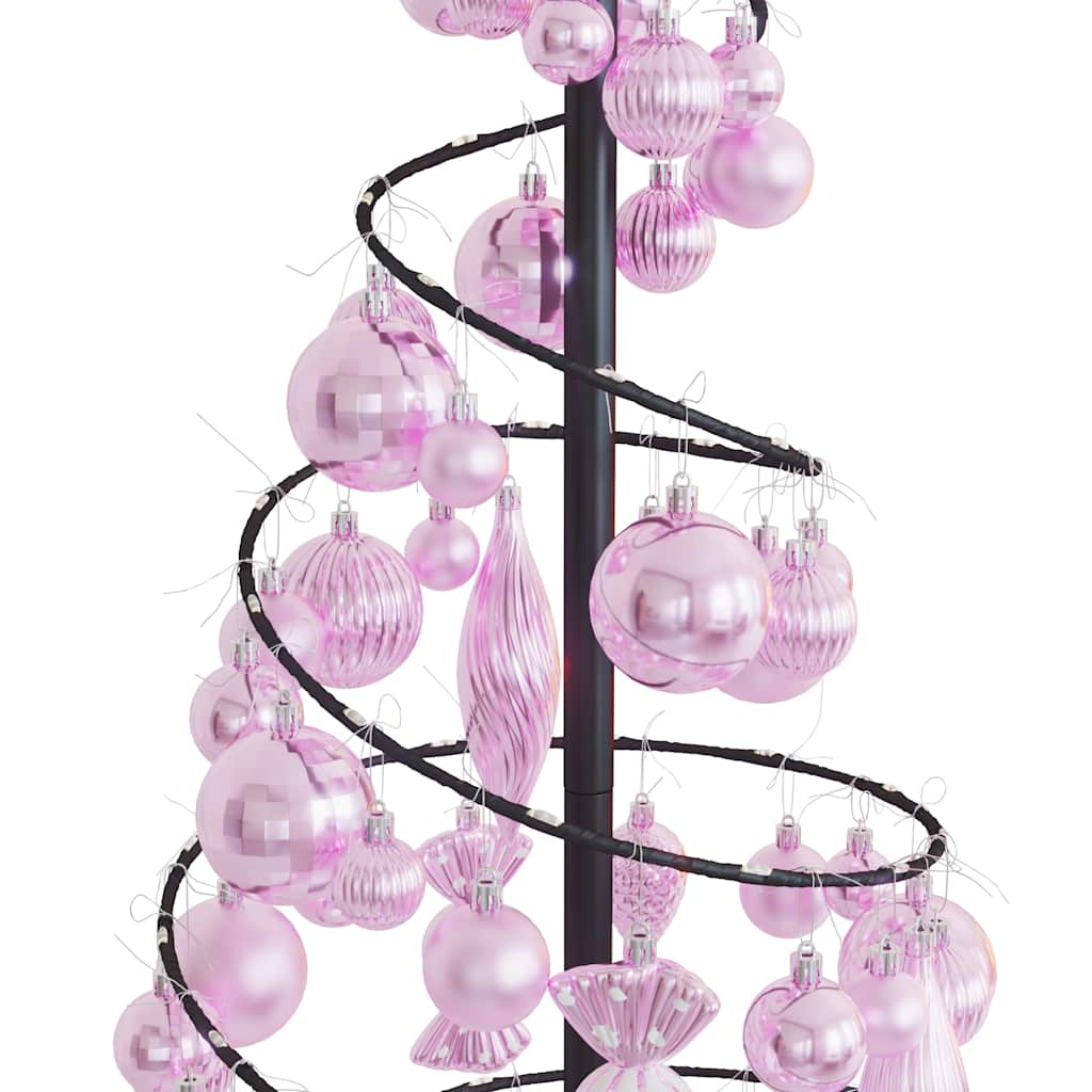 Kerstboom lichtkegel met kerstballen 80 LED's warmwitte 120 cm