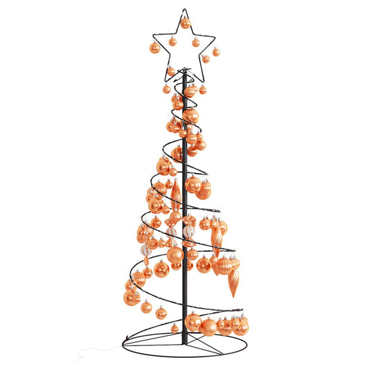 Kerstboom lichtkegel met kerstballen 80 LED's warmwitte 120 cm