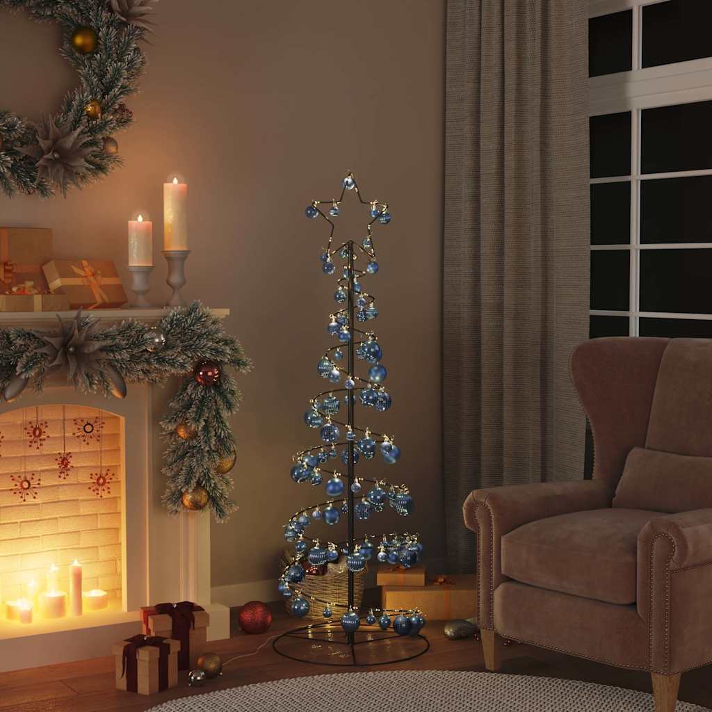 Kerstboom lichtkegel met kerstballen 100 LED's warmwitte 150 cm