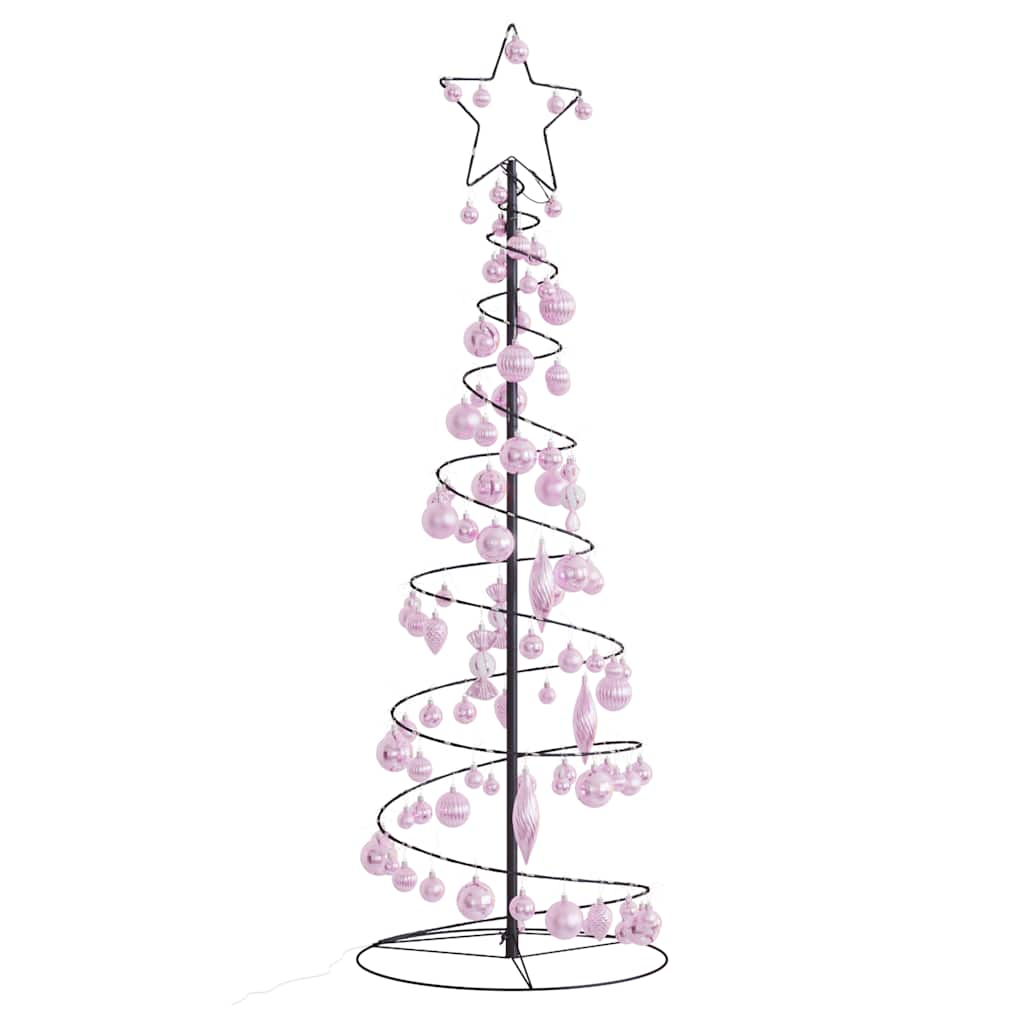 Kerstboom lichtkegel met kerstballen 100 LED's warmwitte 150 cm