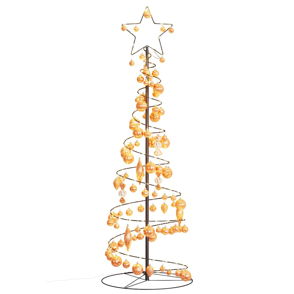 Kerstboom lichtkegel met kerstballen 100 LED's warmwitte 150 cm