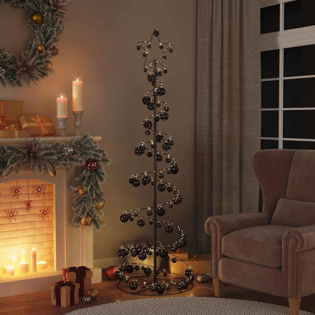 Kerstboom lichtkegel met kerstballen 120 LED's warmwitte 180 cm