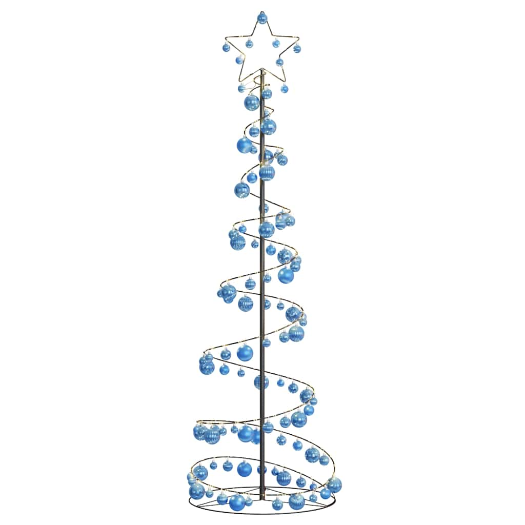 Kerstboom lichtkegel met kerstballen 120 LED's warmwitte 180 cm