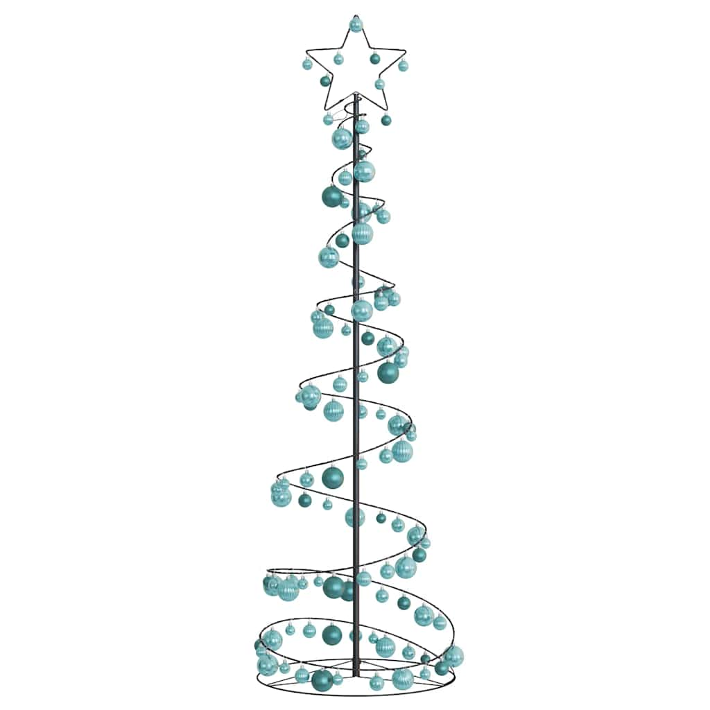 Kerstboom lichtkegel met kerstballen 120 LED's warmwitte 180 cm