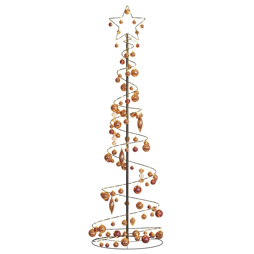 Kerstboom lichtkegel met kerstballen 120 LED's warmwitte 180 cm