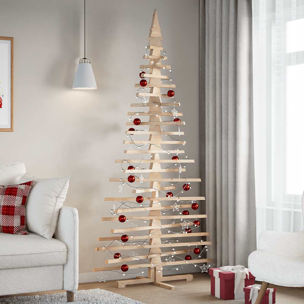 Kerstdecoratie kerstboom 210 cm massief grenenhout