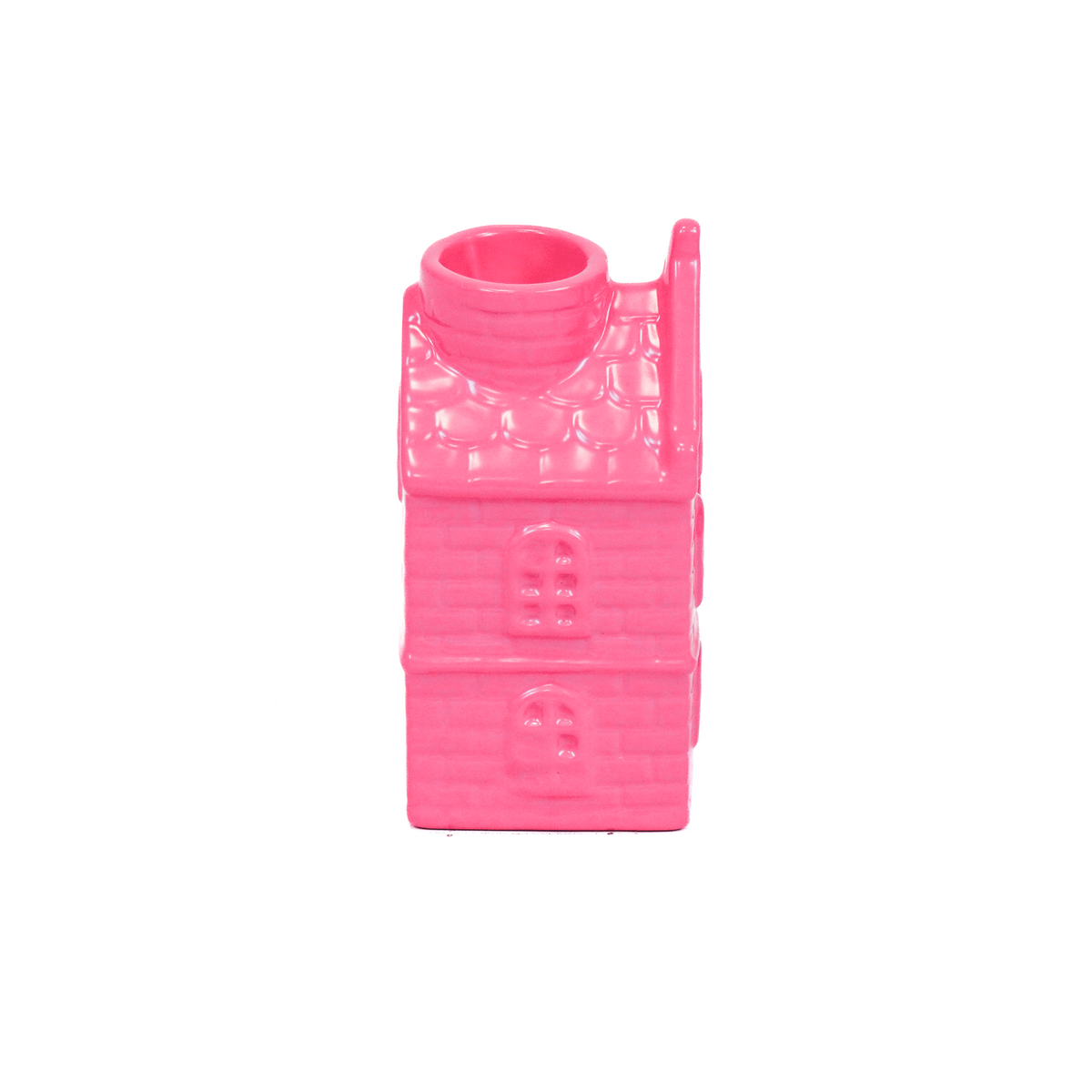 Kaarsenhouder Huis Keramiek Neon Roze 6x5,5x11cm