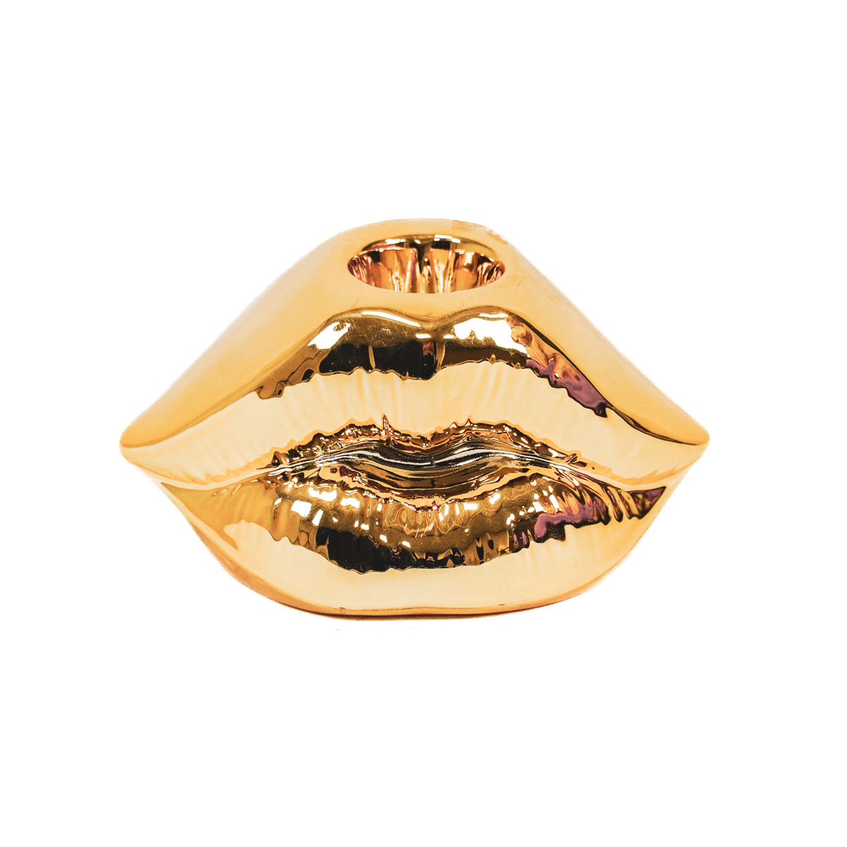 Kaarsenhouder Lip Keramiek Goud 10,5x6,5x5,5cm