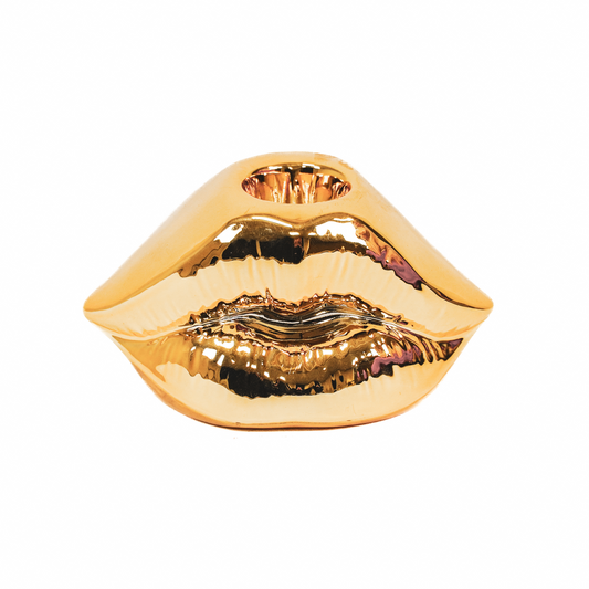 Kaarsenhouder Lip Keramiek Goud 10,5x6,5x5,5cm