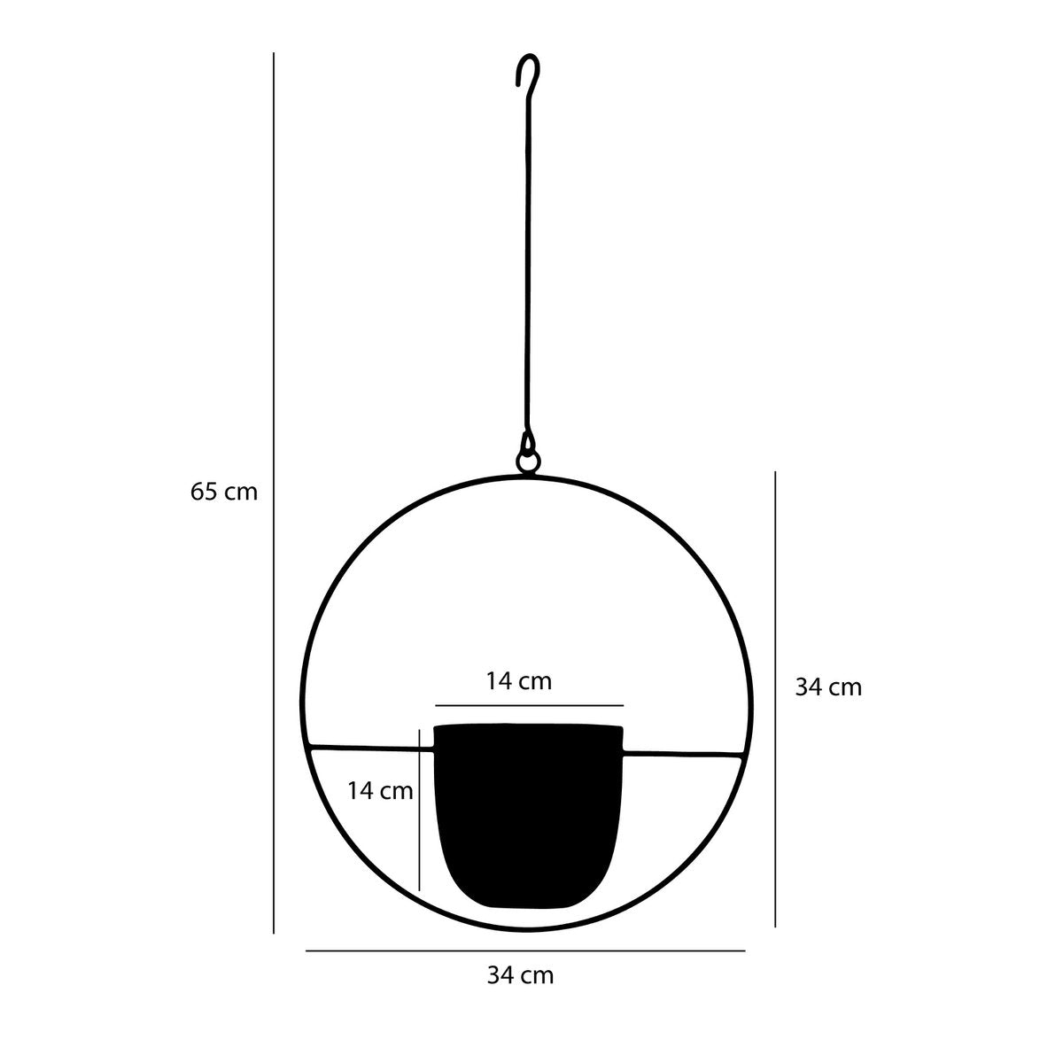 Dexter bloempot Hangend L34 x B14 x H65 cm Zwart