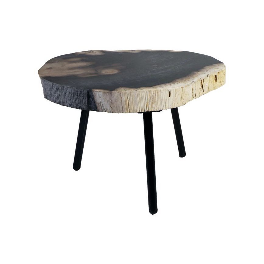 Koffietafel Rond ø41-43x30 Naturel/Zwart metaal