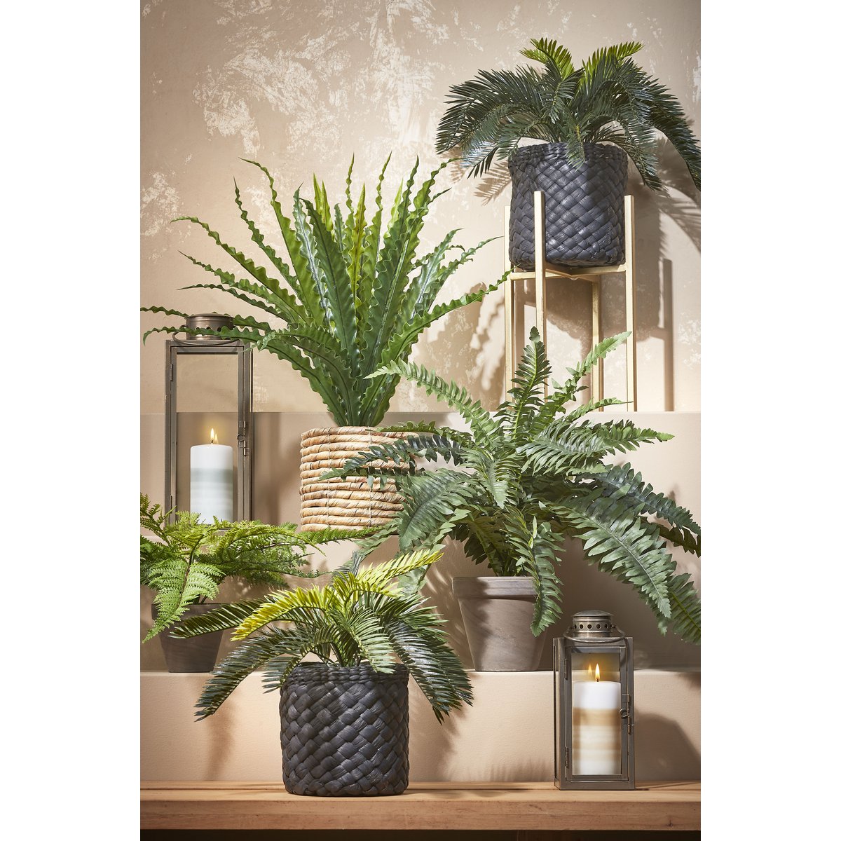 Cycas Palm Kunstplant in Bloempot Stan H37 x Ø44 cm Groen