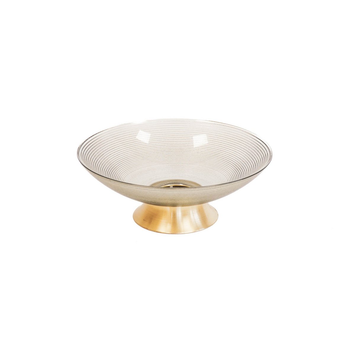 Schaal op gouden voet Glas Smokey 24,5x24,5x8,5cm