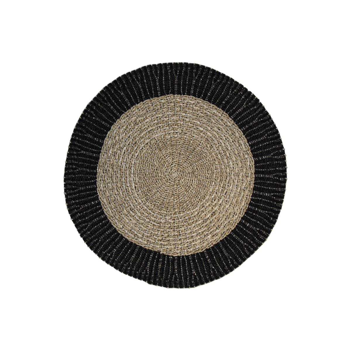 Vloerkleed ø150 cm Raffia/Zeegras Naturel/Zwart