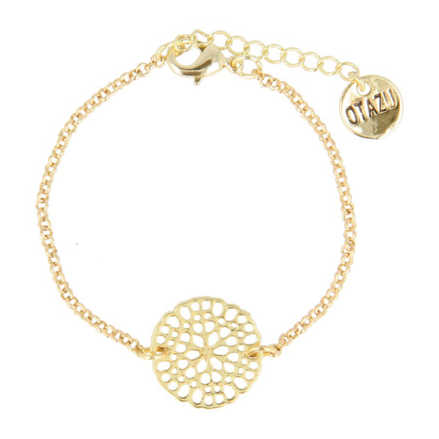 Flower Disc Armband Goud